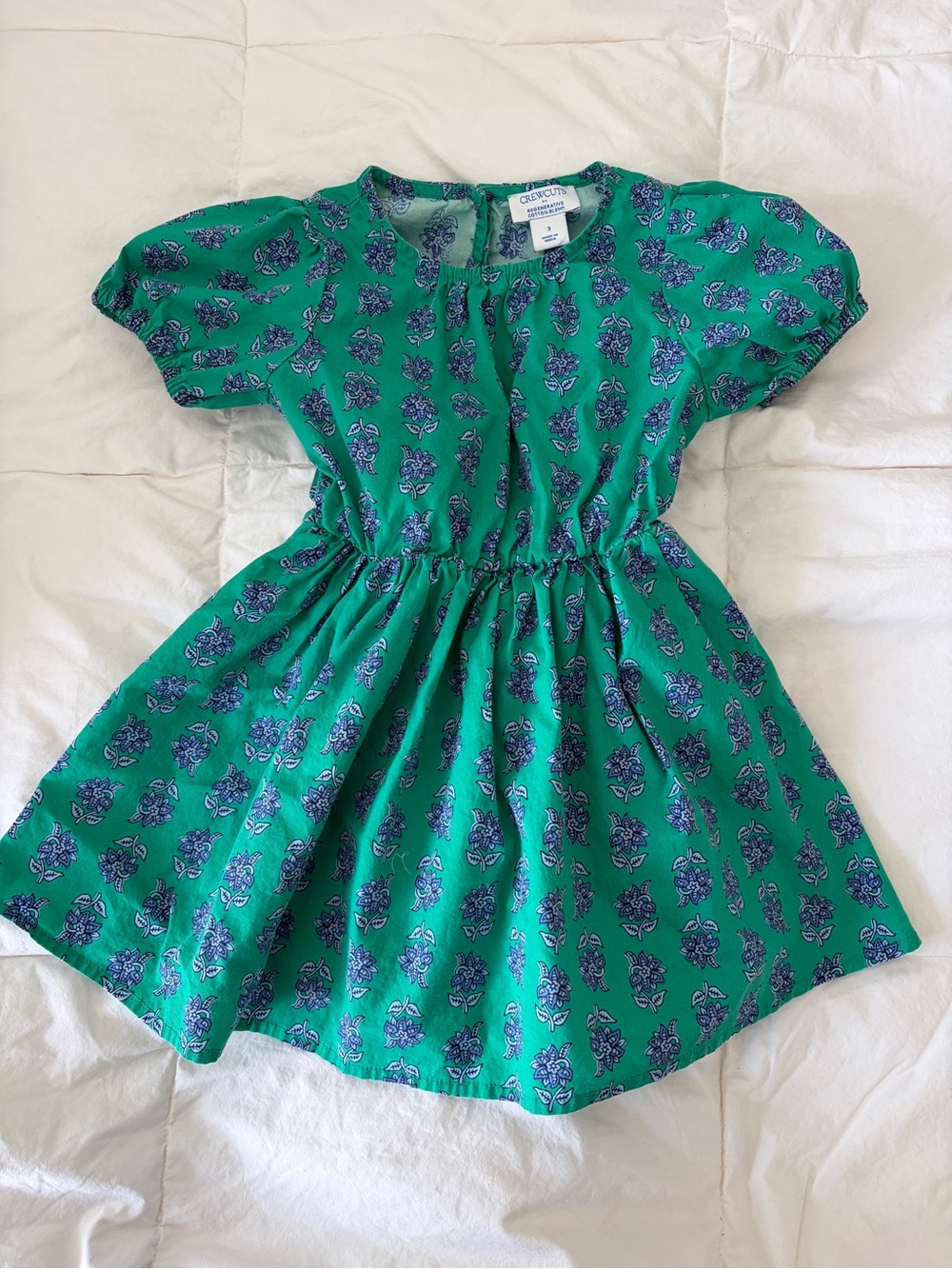 J. Crew Block Print Green Dress with Purple Floral Print